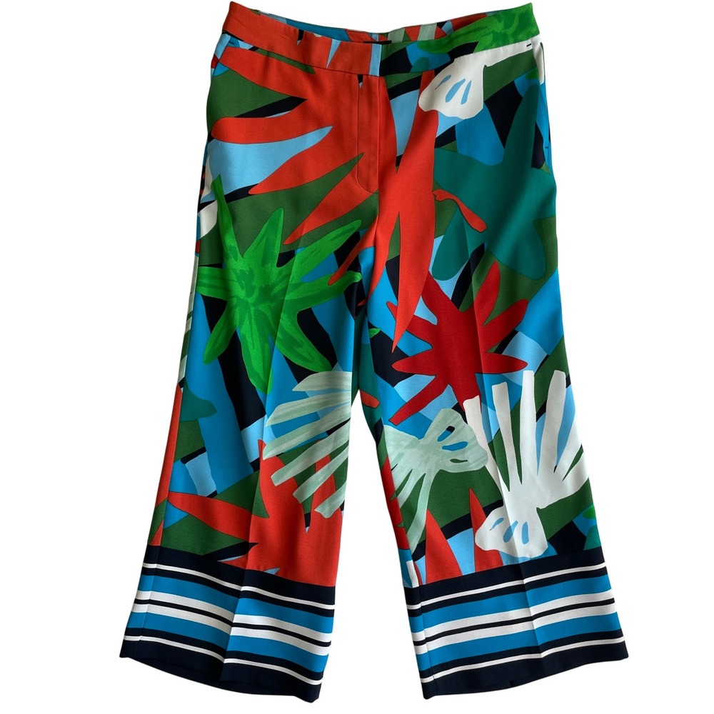 Ann‎ Taylor Factory Women's Tropical Print Cropped Wide Leg Pants Size 12